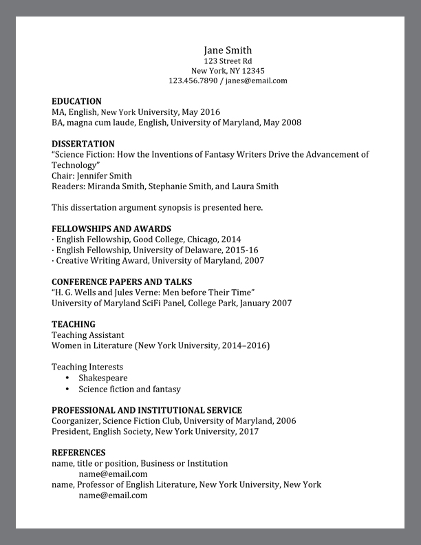 cv meaning in thesis