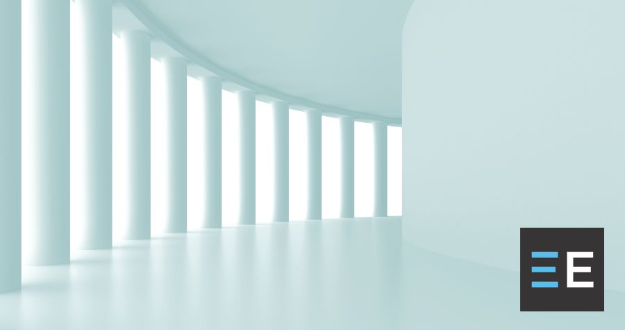 White pillars in a curving line