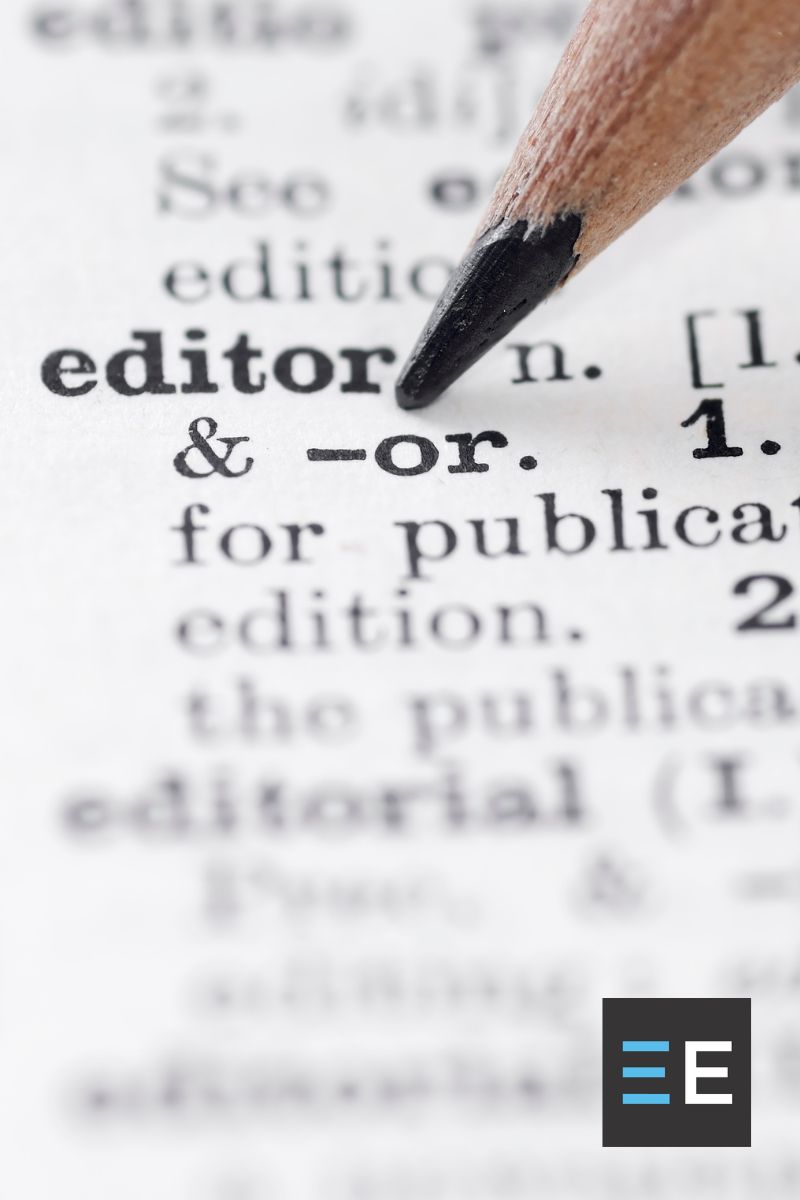 A pencil marking the editor entry in a dictionary