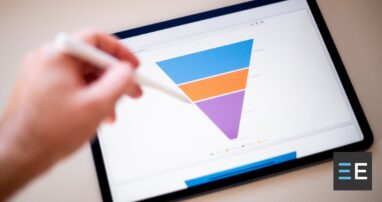 A triangle shaped graph displayed on a tablet