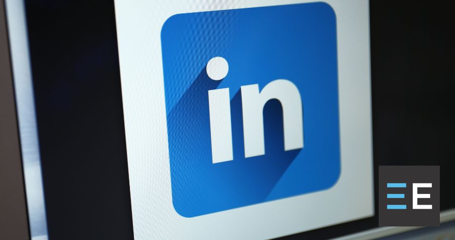 The LinkedIn logo displayed on a screen