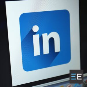 The LinkedIn logo displayed on a screen