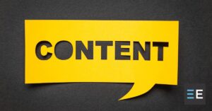 A yellow speech bubble with the word content in it