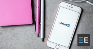 A smartphone displaying the LinkedIn logo