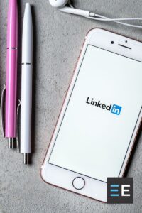 A smartphone displaying the LinkedIn logo